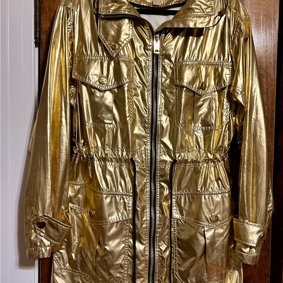 MICHAEL Michael Kors Jackets & Blazers - MICHAEL Michael Kors Metallic Gold Utility Jacket with detachable Hood